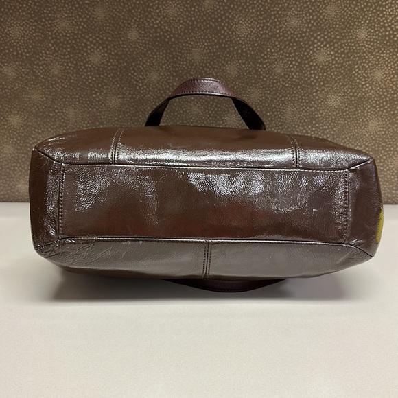 🔥🔥🔥Coach Brown Patent Leather Shoulder Bag Tote - Picture 12 of 16